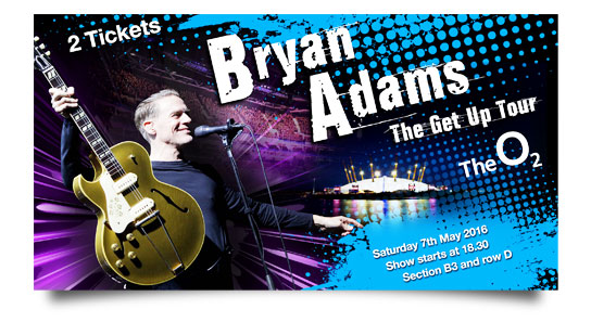 Bryan Adams The Get Up Tour Voucher